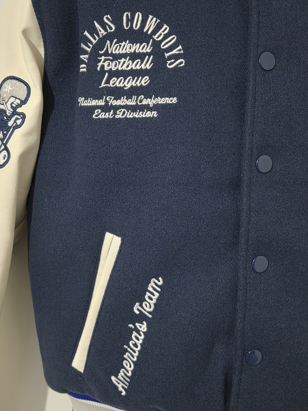 Men's Dallas Cowboys NFL Varsity Jacket Coat Blue/White Size S NWT - Picture 6 of 11